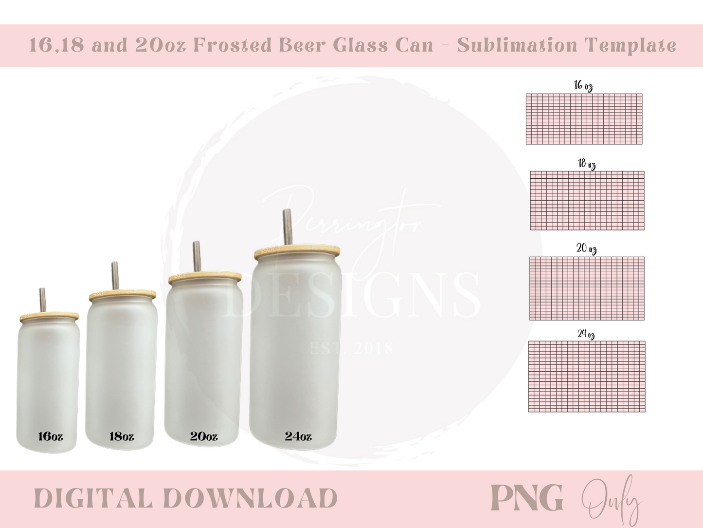 20 Oz Frosted Glass Tumbler, Mama Stained Glass, Tumbler Template Stain  Glass Style, Libby Glass Can, Beer Can Glass, Sublimation Png 